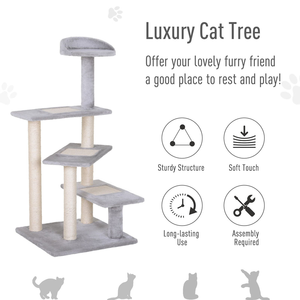 40" 5-Level Revolving Stair Cat Tree Scratcher Climbing Activity Tower with Play Center and Resting Perch - Gray