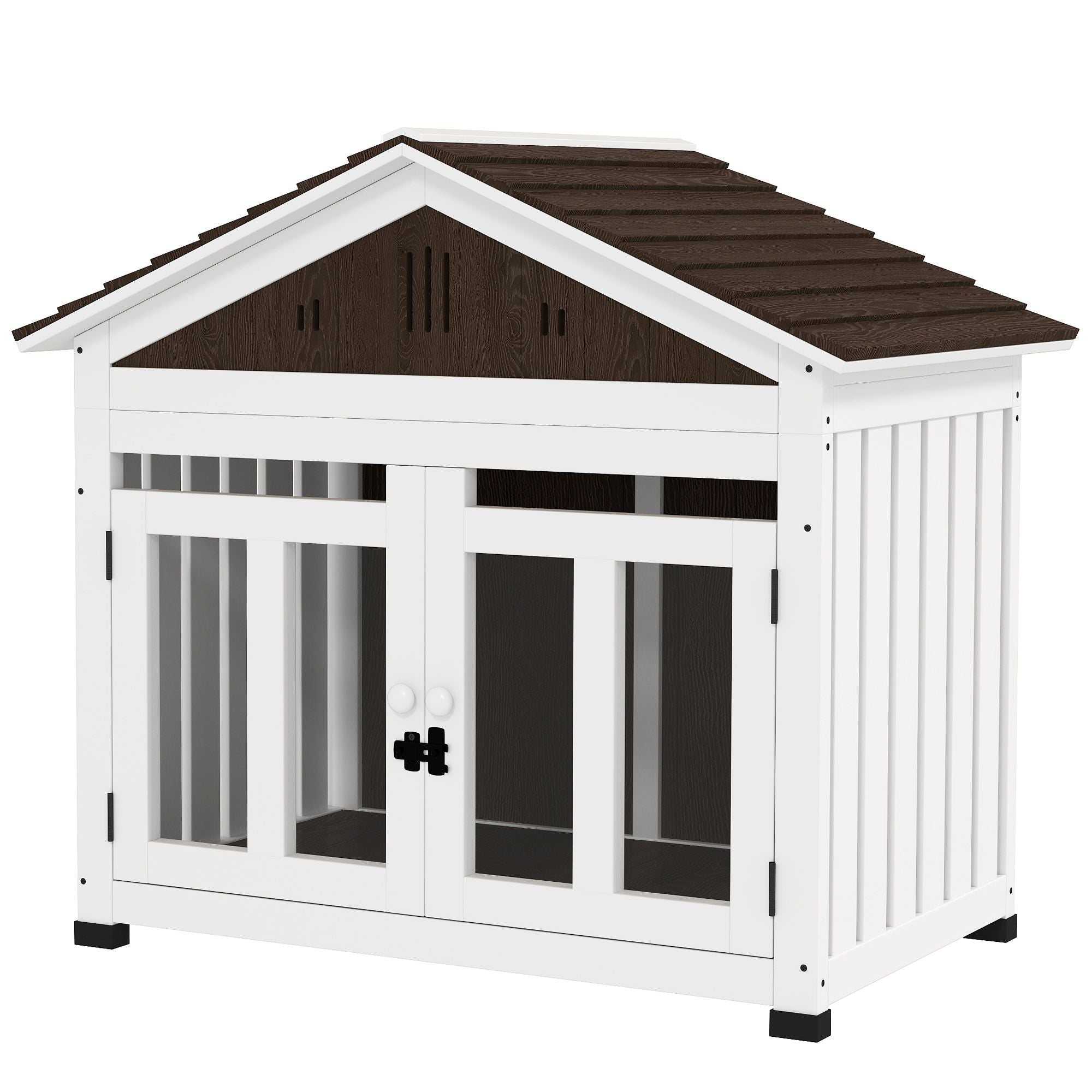 furniture-style Dog House with Elevated Removable Floor and Magnetic Door