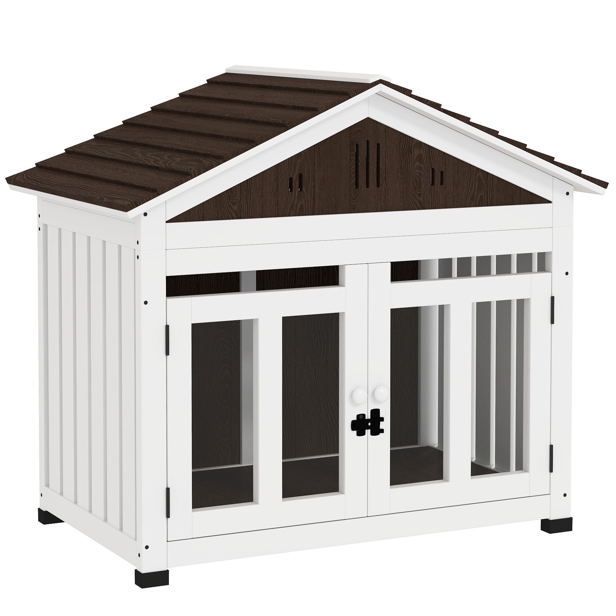 furniture-style Dog House with Elevated Removable Floor and Magnetic Door