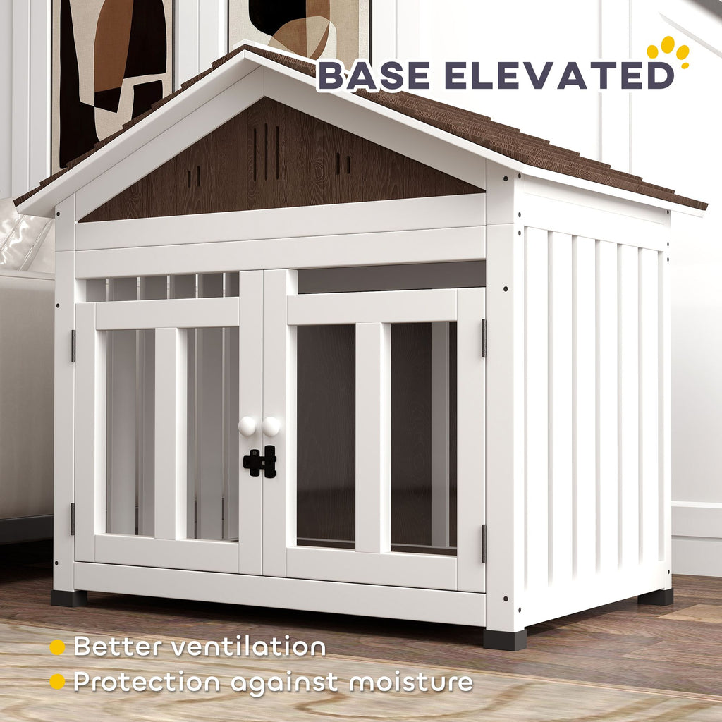 furniture-style Dog House with Elevated Removable Floor and Magnetic Door
