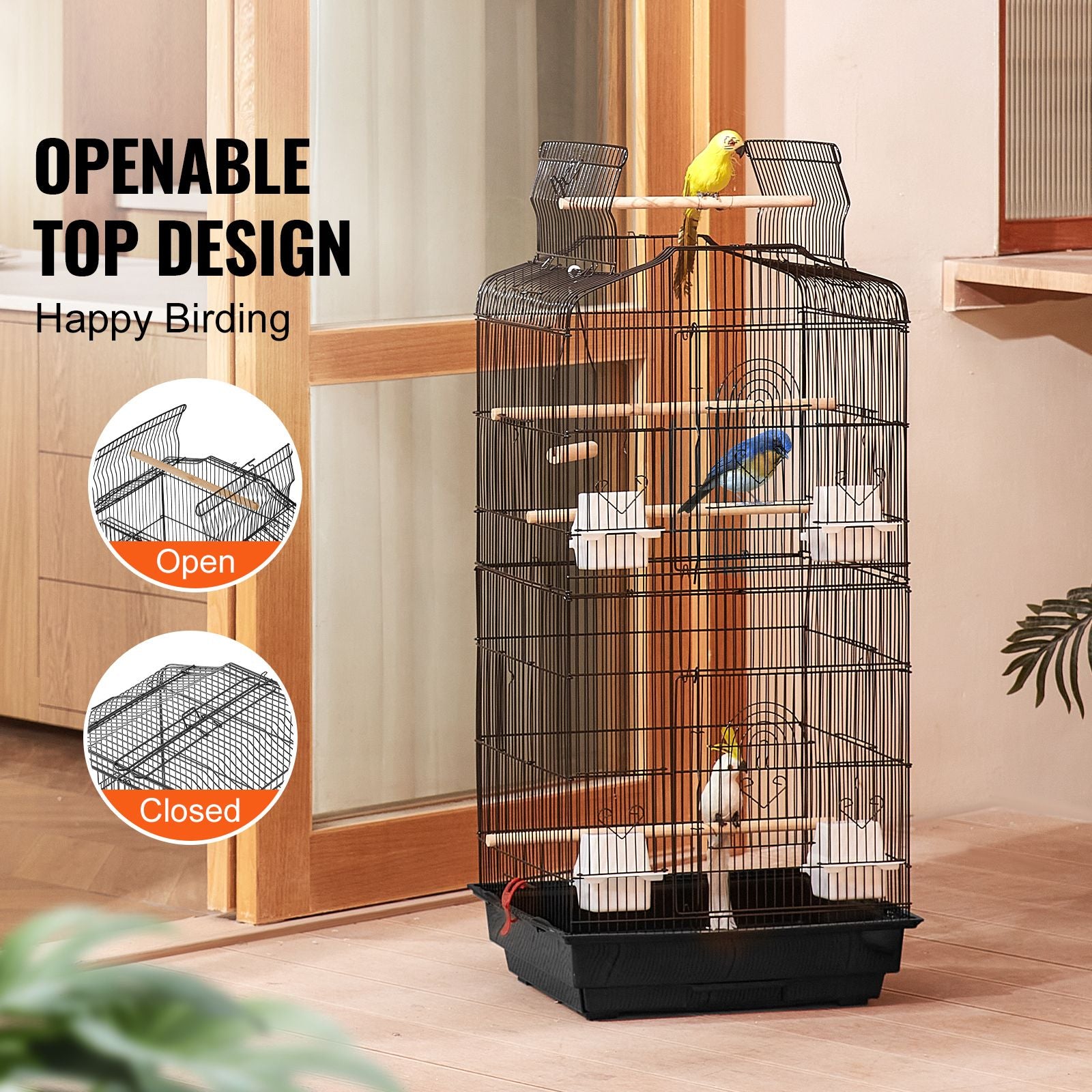 Give Your Feathered Friend a Spacious Home with This 41-Inch Open Top Bird Cage