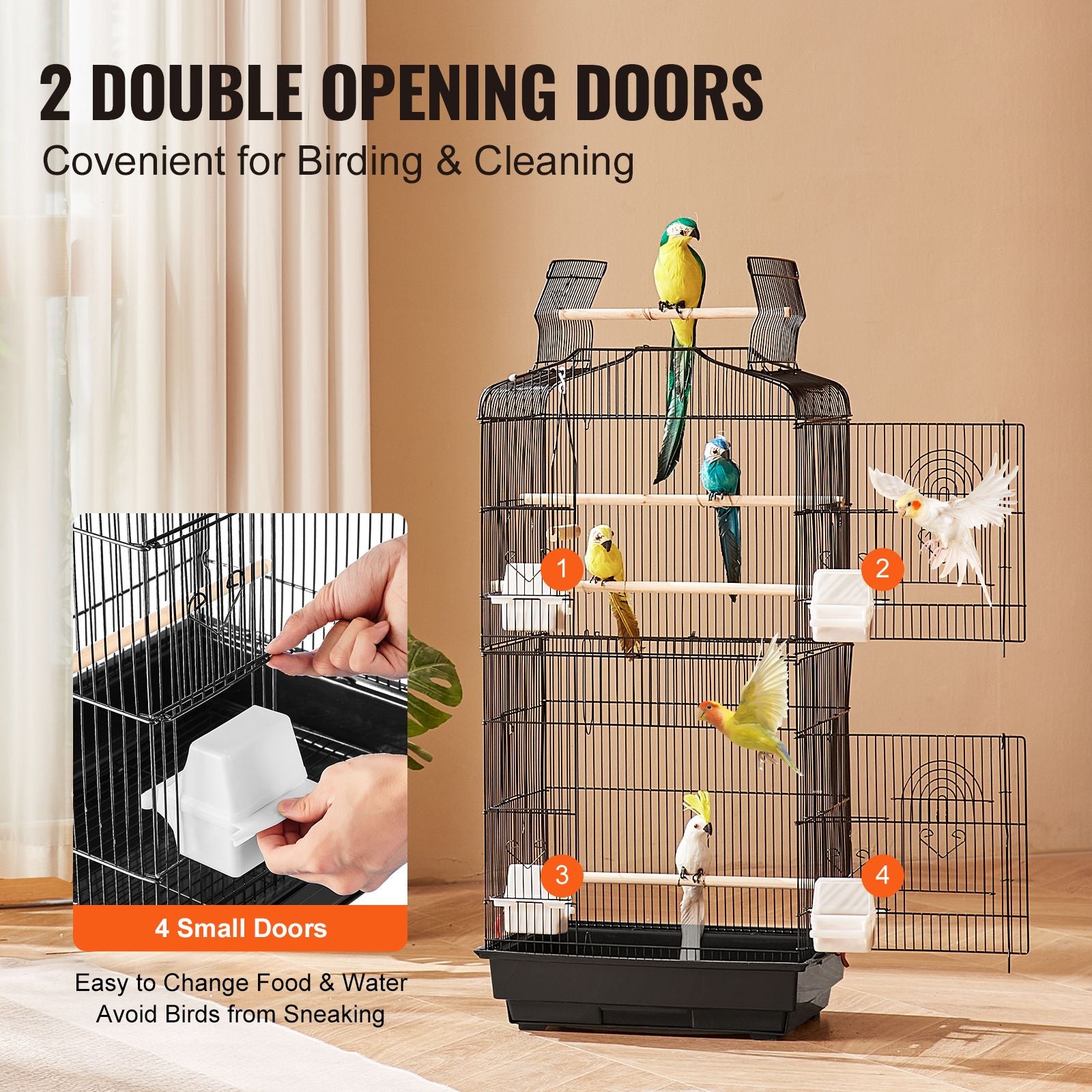 Give Your Feathered Friend a Spacious Home with This 41-Inch Open Top Bird Cage
