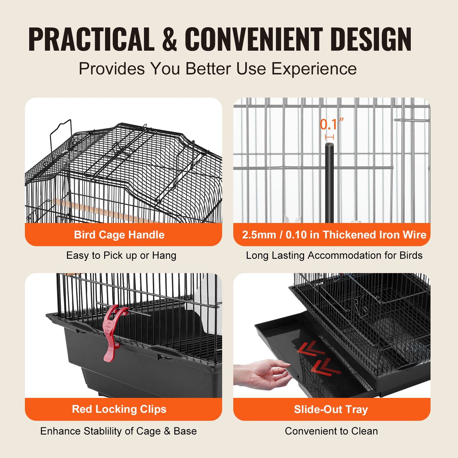 Give Your Feathered Friend a Spacious Home with This 41-Inch Open Top Bird Cage