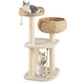 Hand-Woven Rattan Cat Tree: Multi-Level Activity Center with Scratching Posts