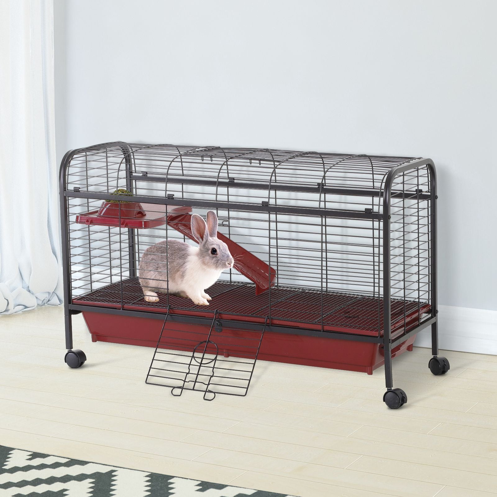 Small Animal Cage with Multi-Level Design & Rolling Wheels