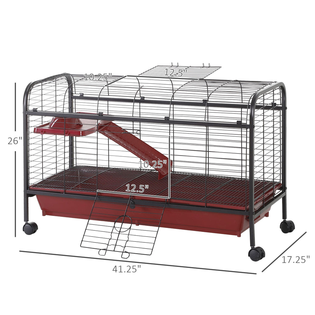 Small Animal Cage with Multi-Level Design & Rolling Wheels