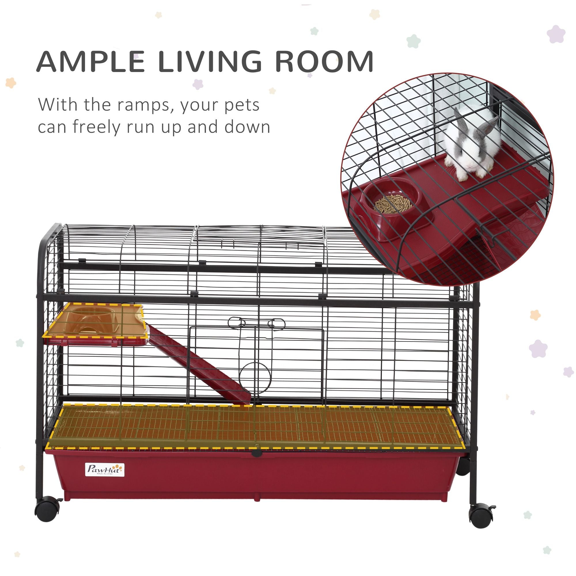 Small Animal Cage with Multi-Level Design & Rolling Wheels