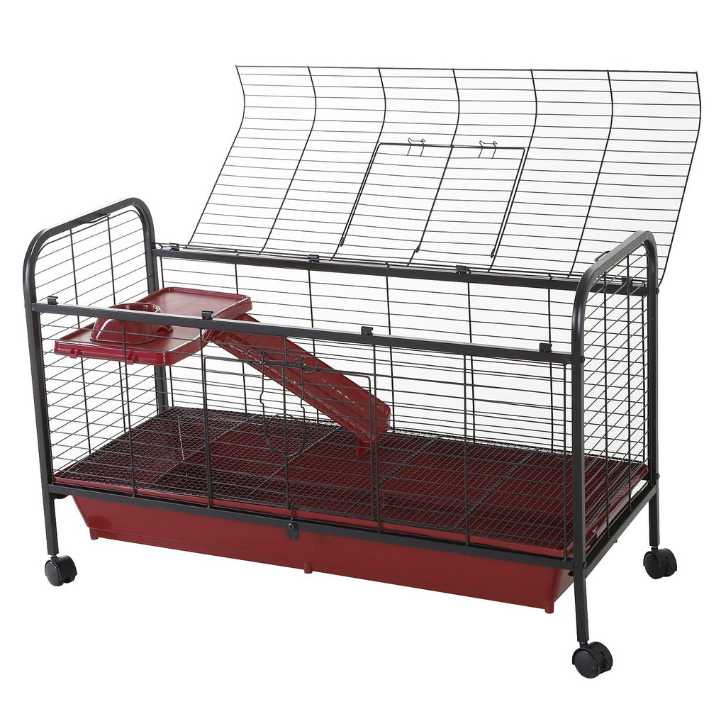 Small Animal Cage with Multi-Level Design & Rolling Wheels