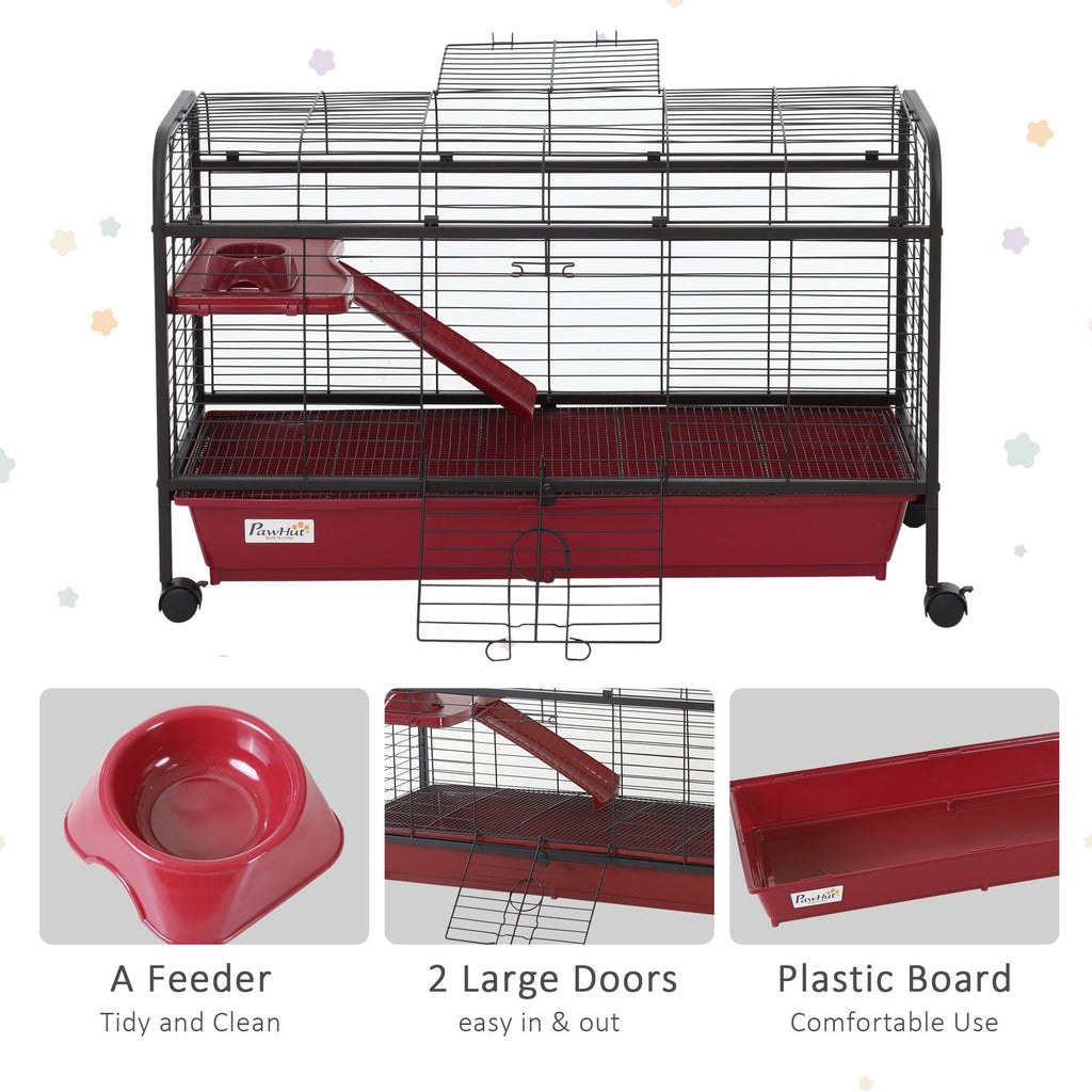 Small Animal Cage with Multi-Level Design & Rolling Wheels