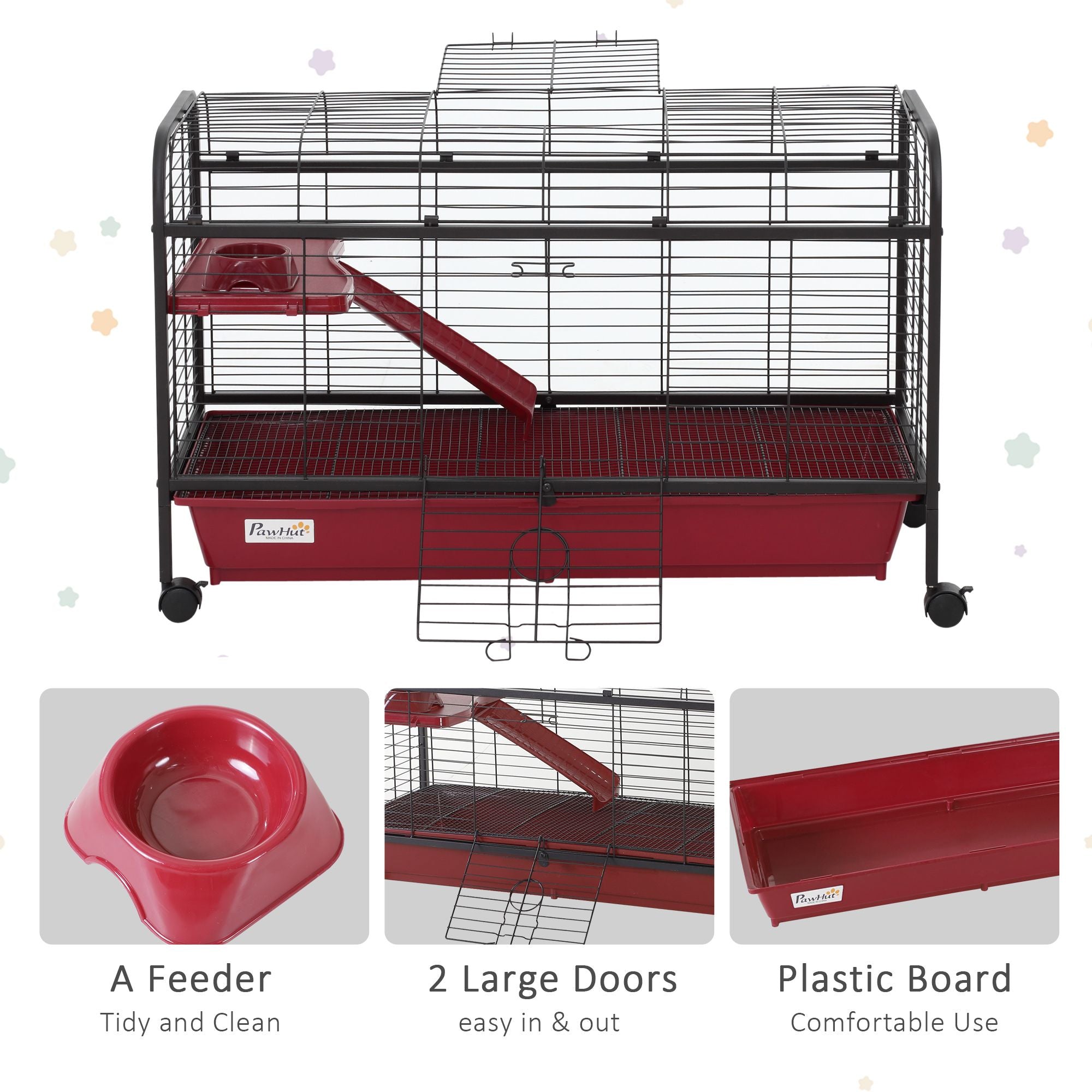 Small Animal Cage with Multi-Level Design & Rolling Wheels
