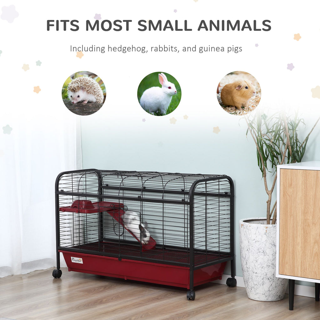 Small Animal Cage with Multi-Level Design & Rolling Wheels