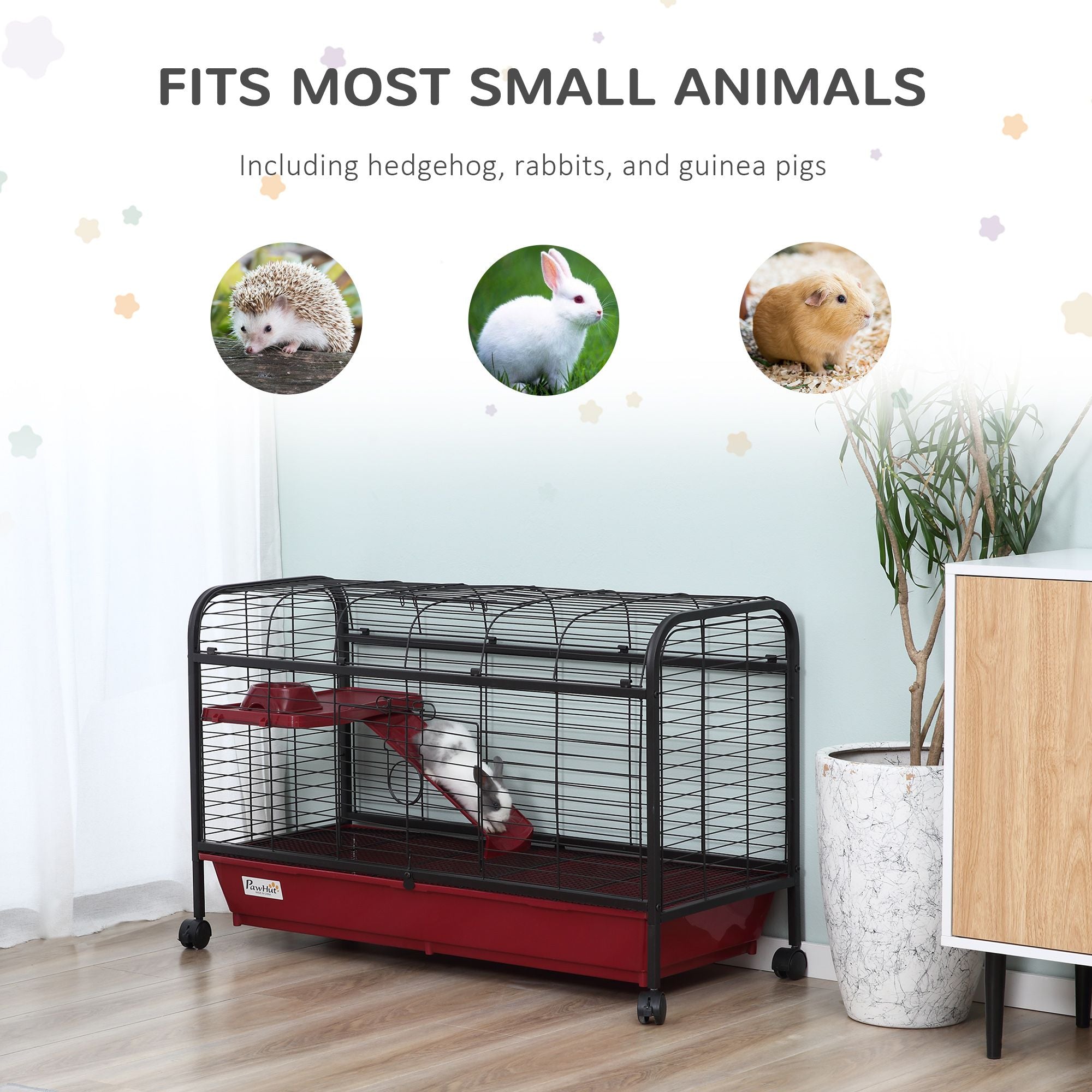Small Animal Cage with Multi-Level Design & Rolling Wheels