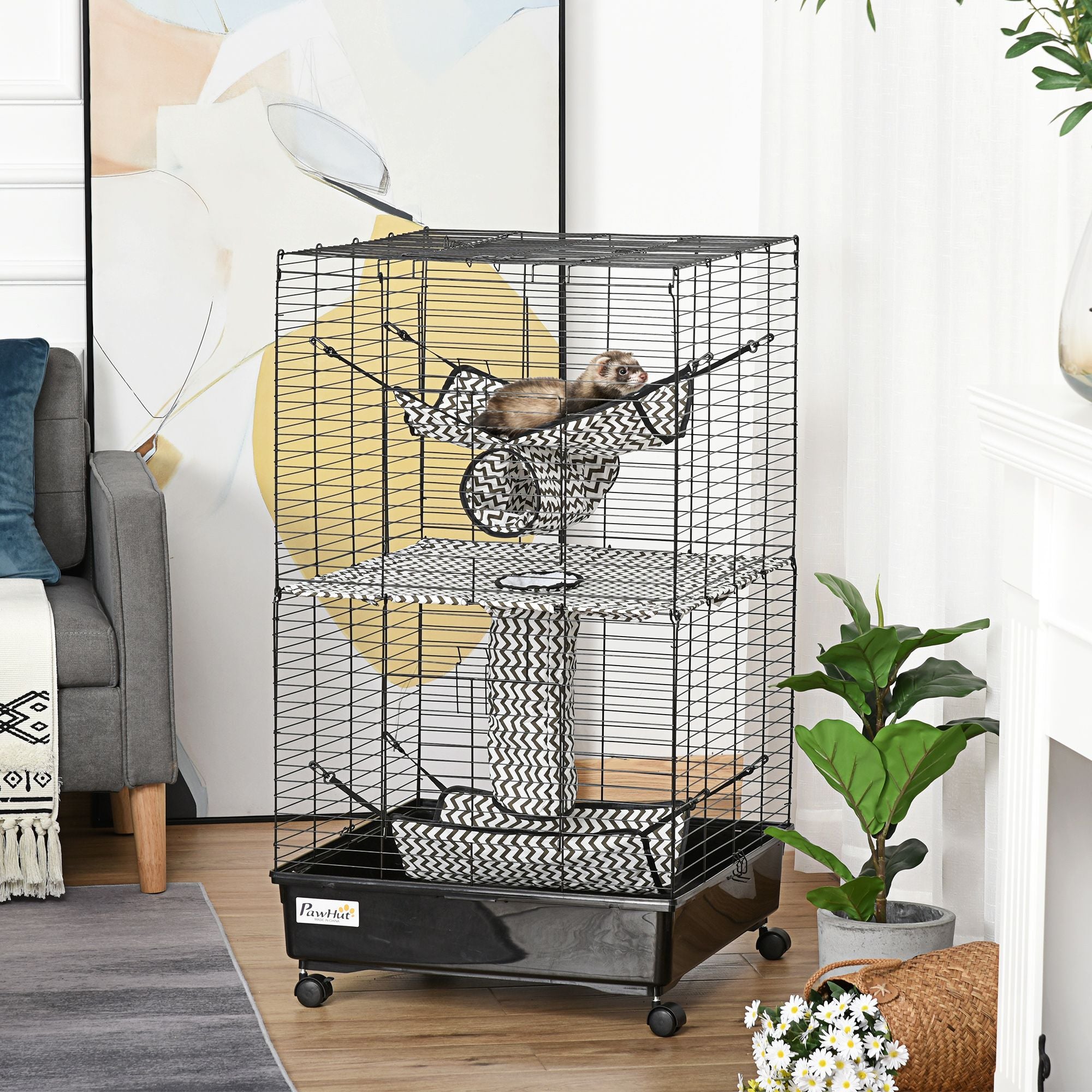 Give Your Ferret a Multi-Level Playground with Hammocks & Tunnels