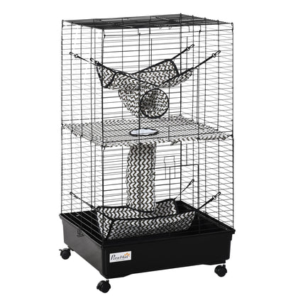 42- Ferret Cage with Hammocks, Tunnels, and Wheels