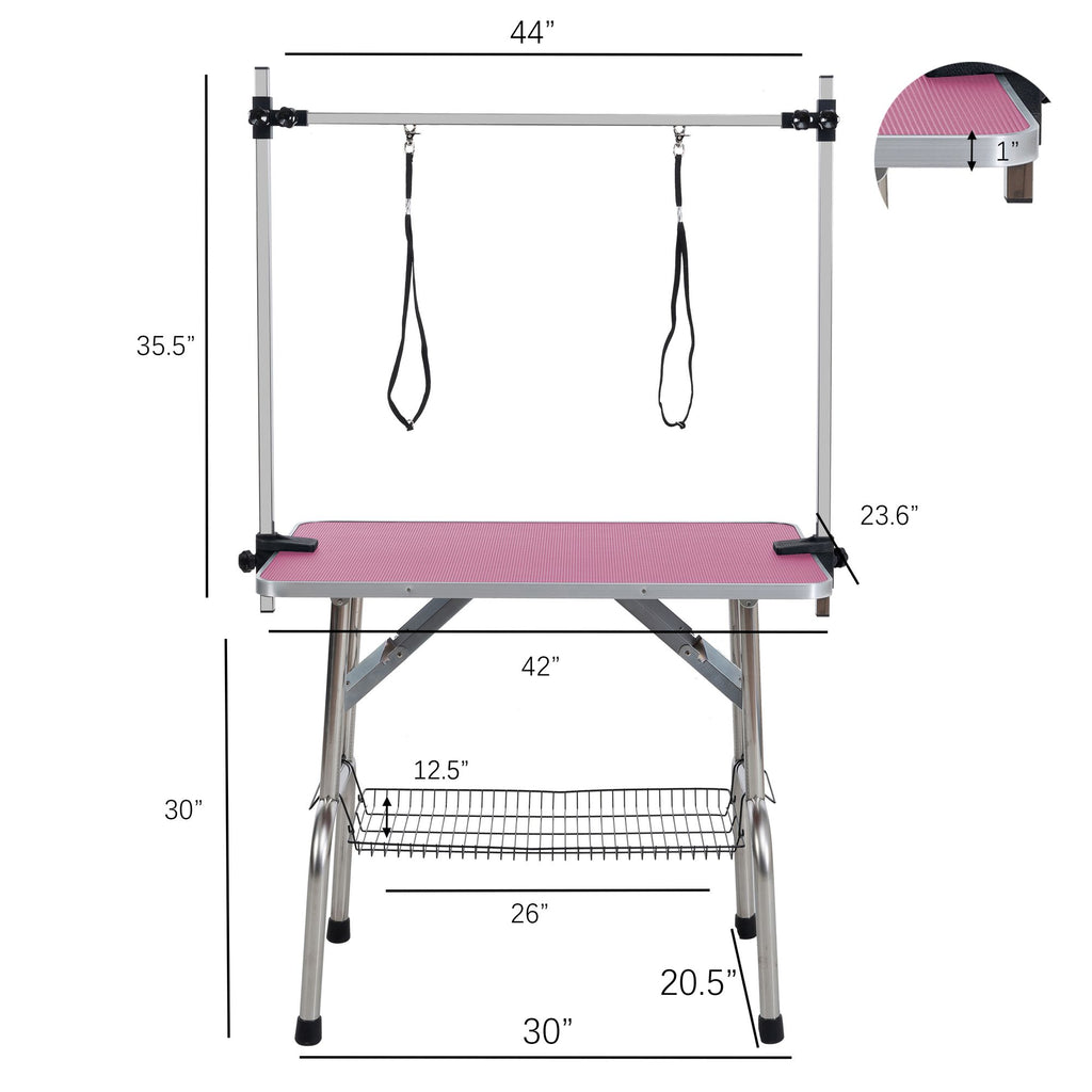 Groom Like a Pro with Our 42" Folding Pet Grooming Table – Pink!