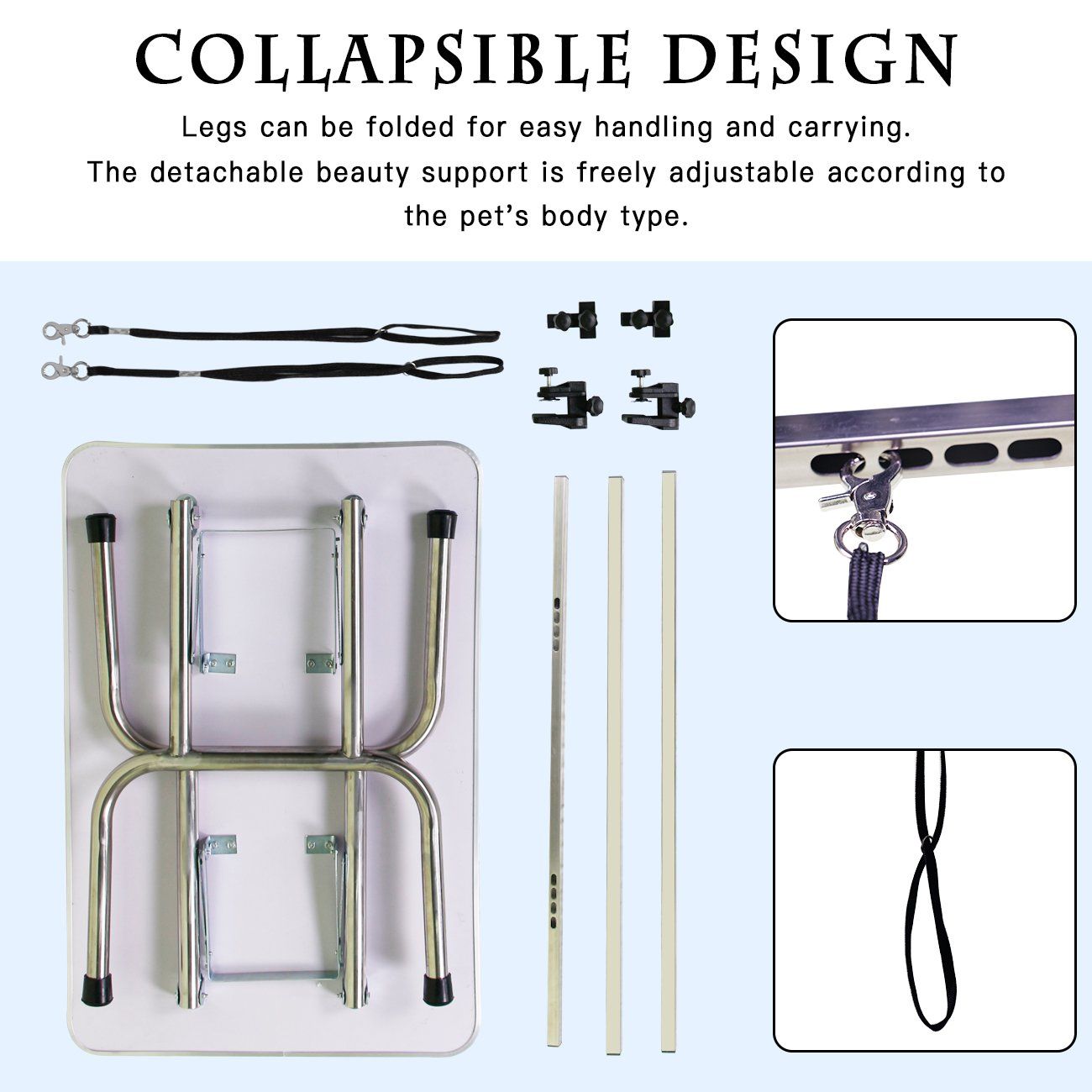Professional-Grade Folding Grooming Table for Dogs & Cats – Sturdy, Adjustable, and Portable