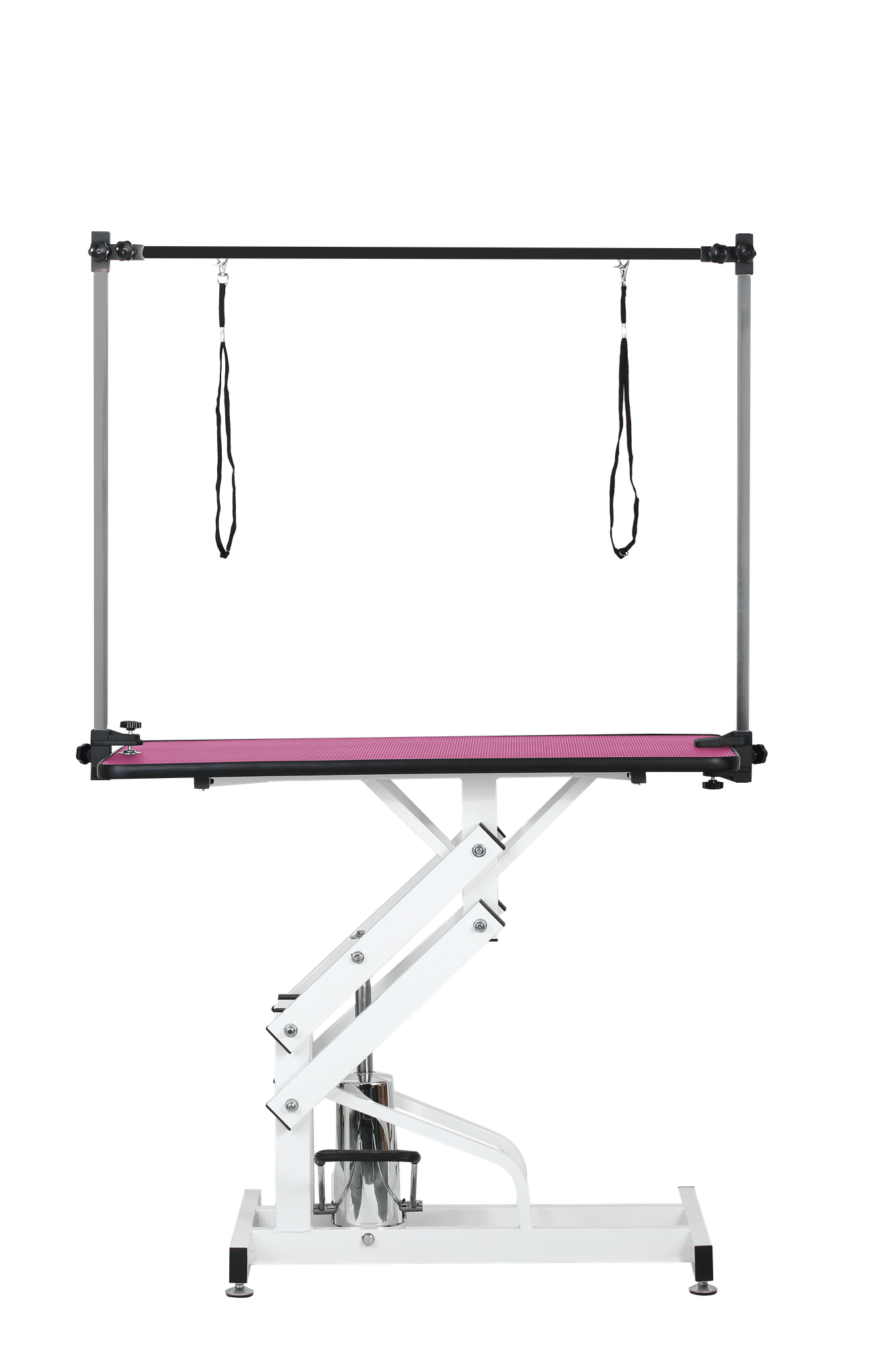 Hydraulic Pet Grooming Table with Adjustable H-Arm – Pink