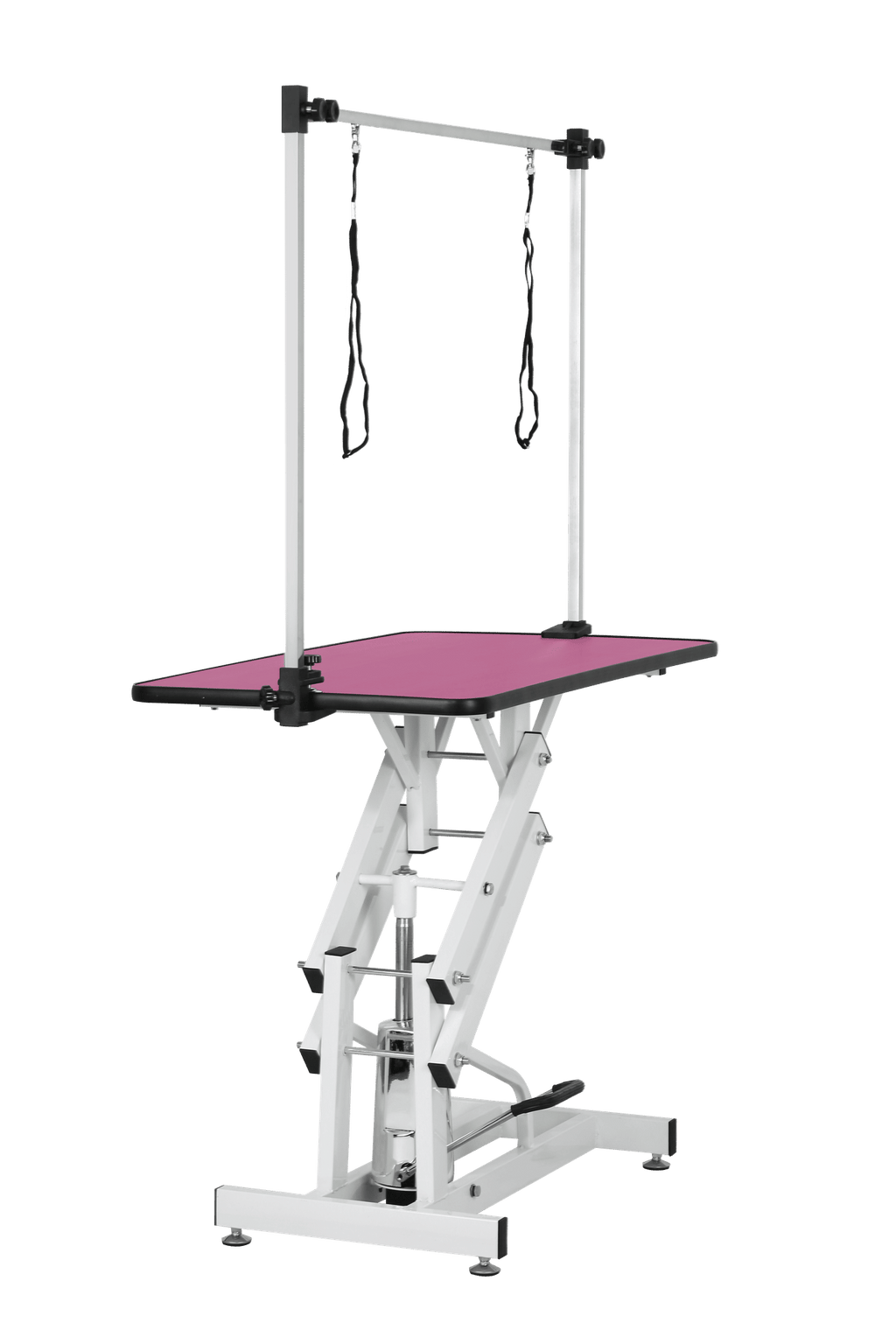 42.5INCH HYDRAULIC PET GROOMING TABLE WITH "H" ARM PINK