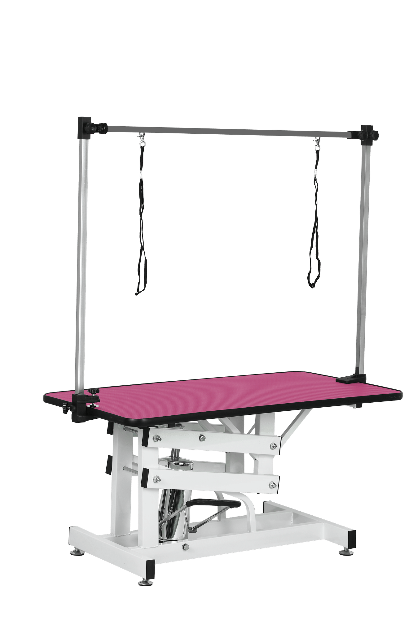42.5INCH HYDRAULIC PET GROOMING TABLE WITH "H" ARM PINK