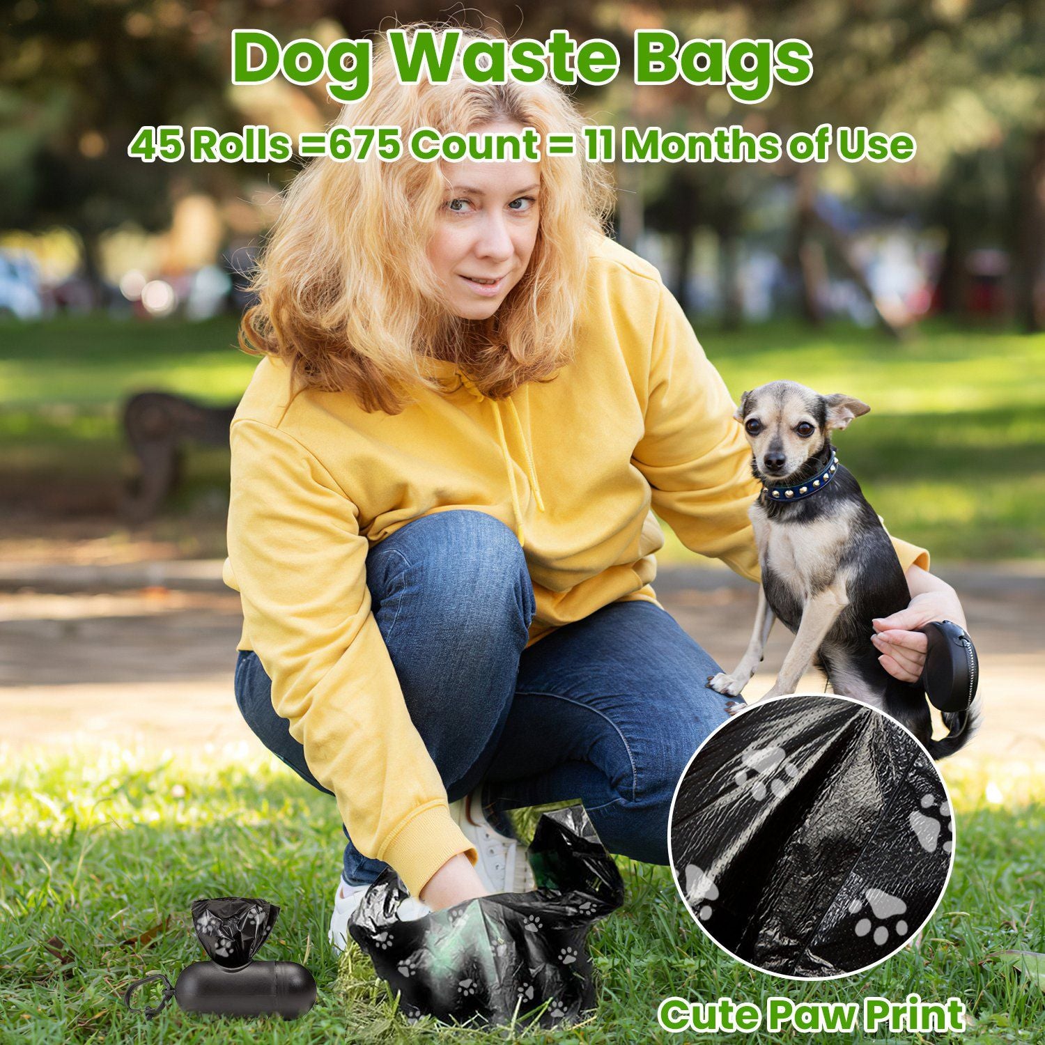 45 Rolls 675 Count Leakproof Dog Waste Bags with Dispenser