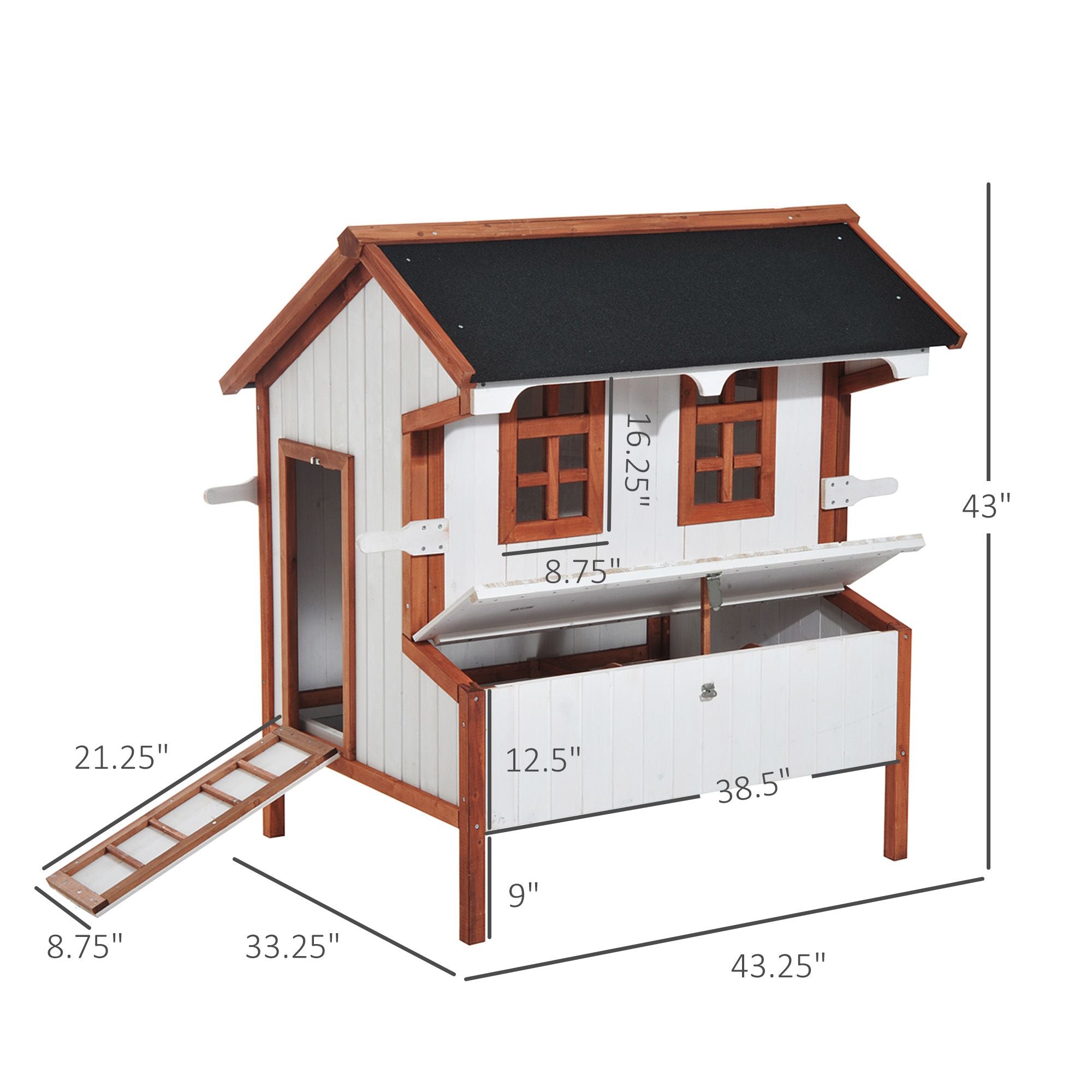 47" furniture-style Chicken Coop with Nesting Box and Perches - PawHut