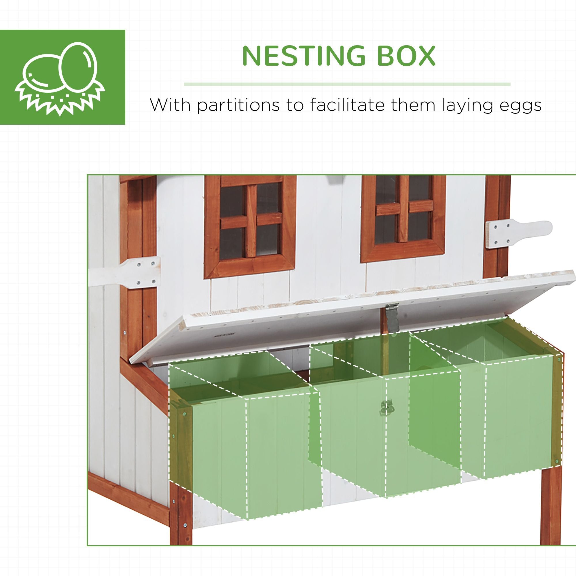47" furniture-style Chicken Coop with Nesting Box and Perches - PawHut