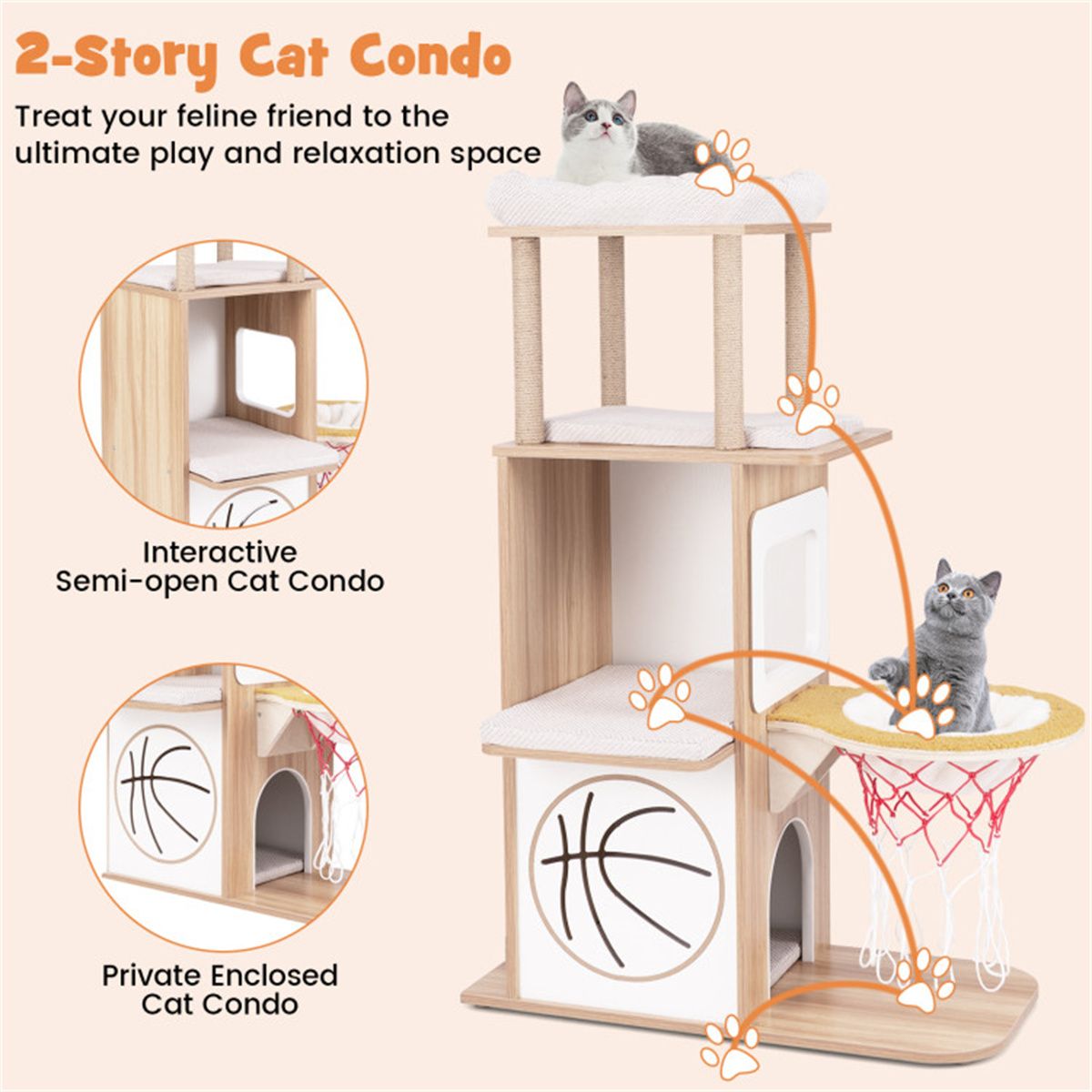 47 Inches Wooden Cat Condo
