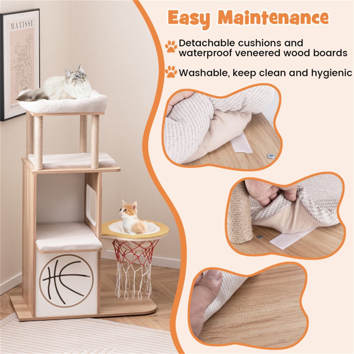 47 Inches Wooden Cat Condo