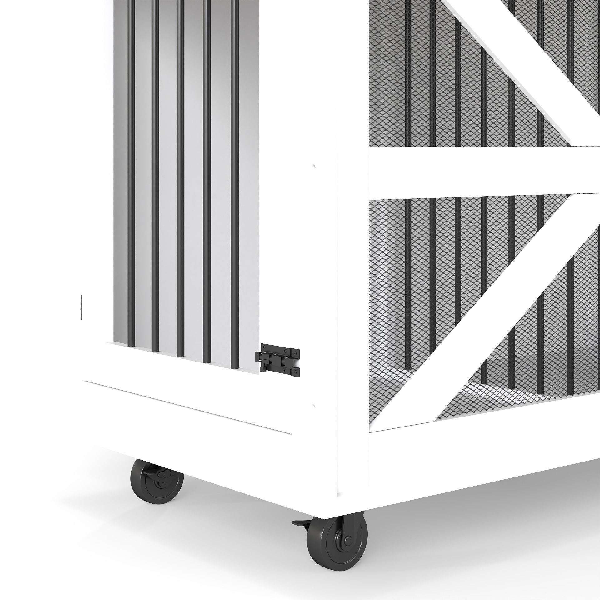 47.2" Mobile Dog Crate with Flip-Top Feeding Door, Dual-Access & 5 Caster System (2 Locking), Side Hooks - Multi-Functional Pet Kennel,double dog crate furniture