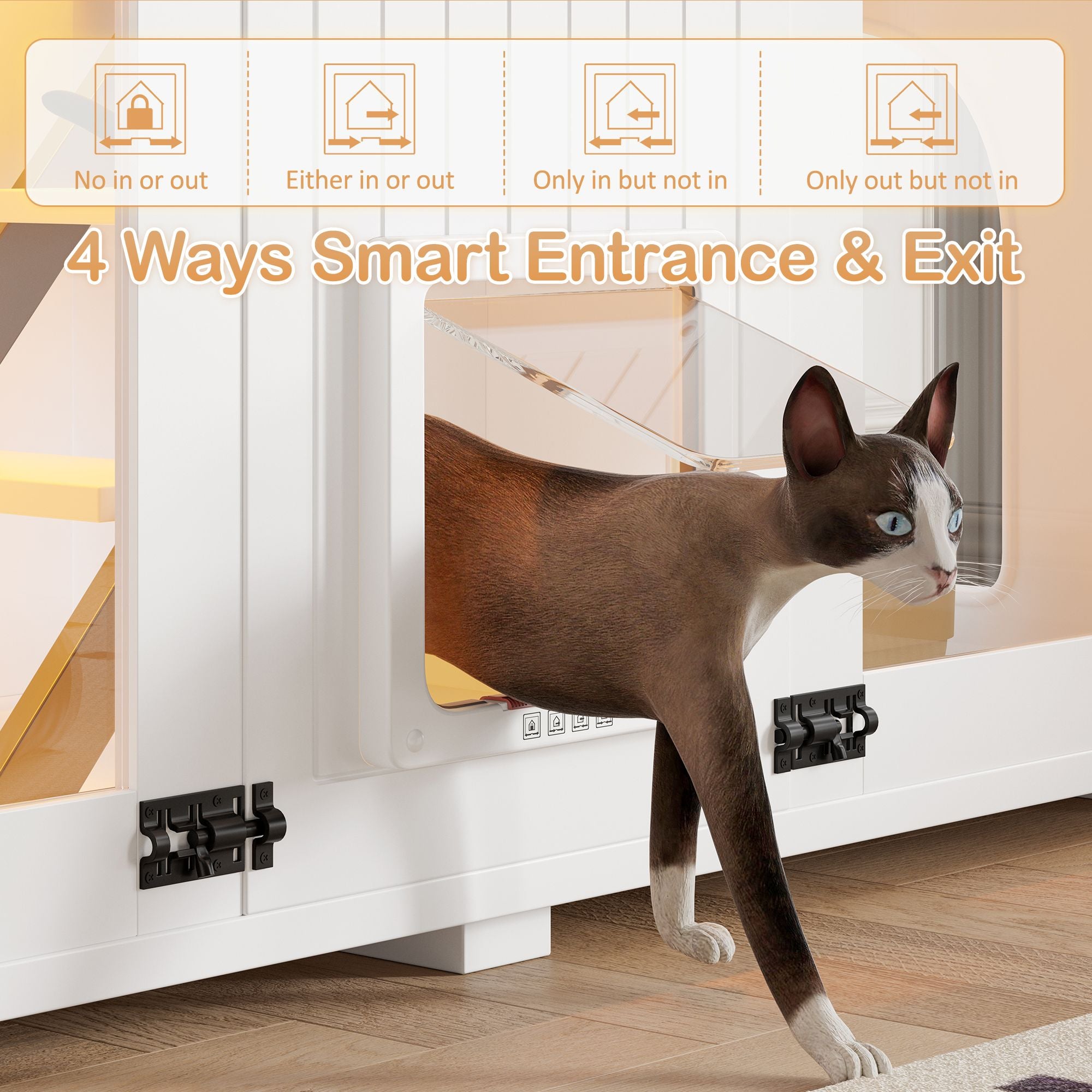 Stylish Cat Litter Box Enclosure with LED Light & Smart Door – 47.25"
