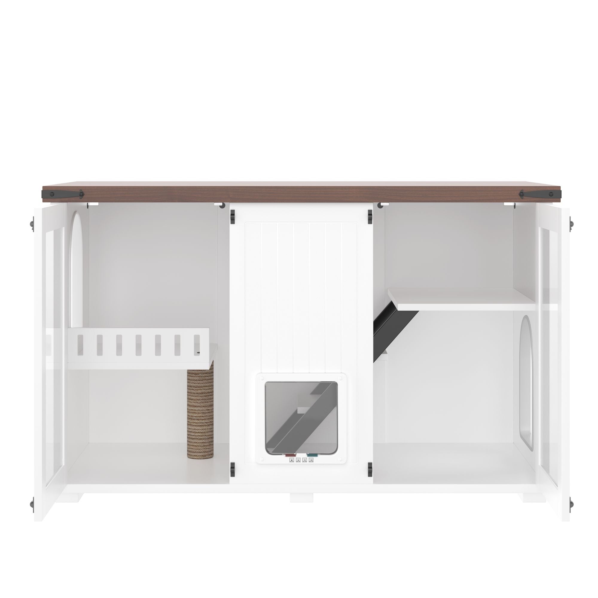 Stylish Cat Litter Box Enclosure with LED Light & Smart Door – 47.25"