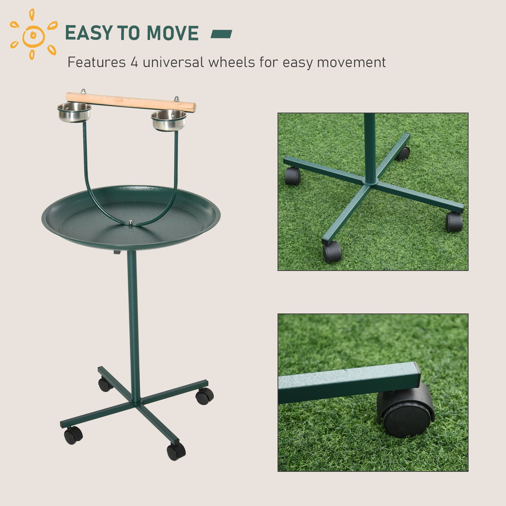 Give Your Bird Freedom to Explore with a Rolling T-Stand Playground