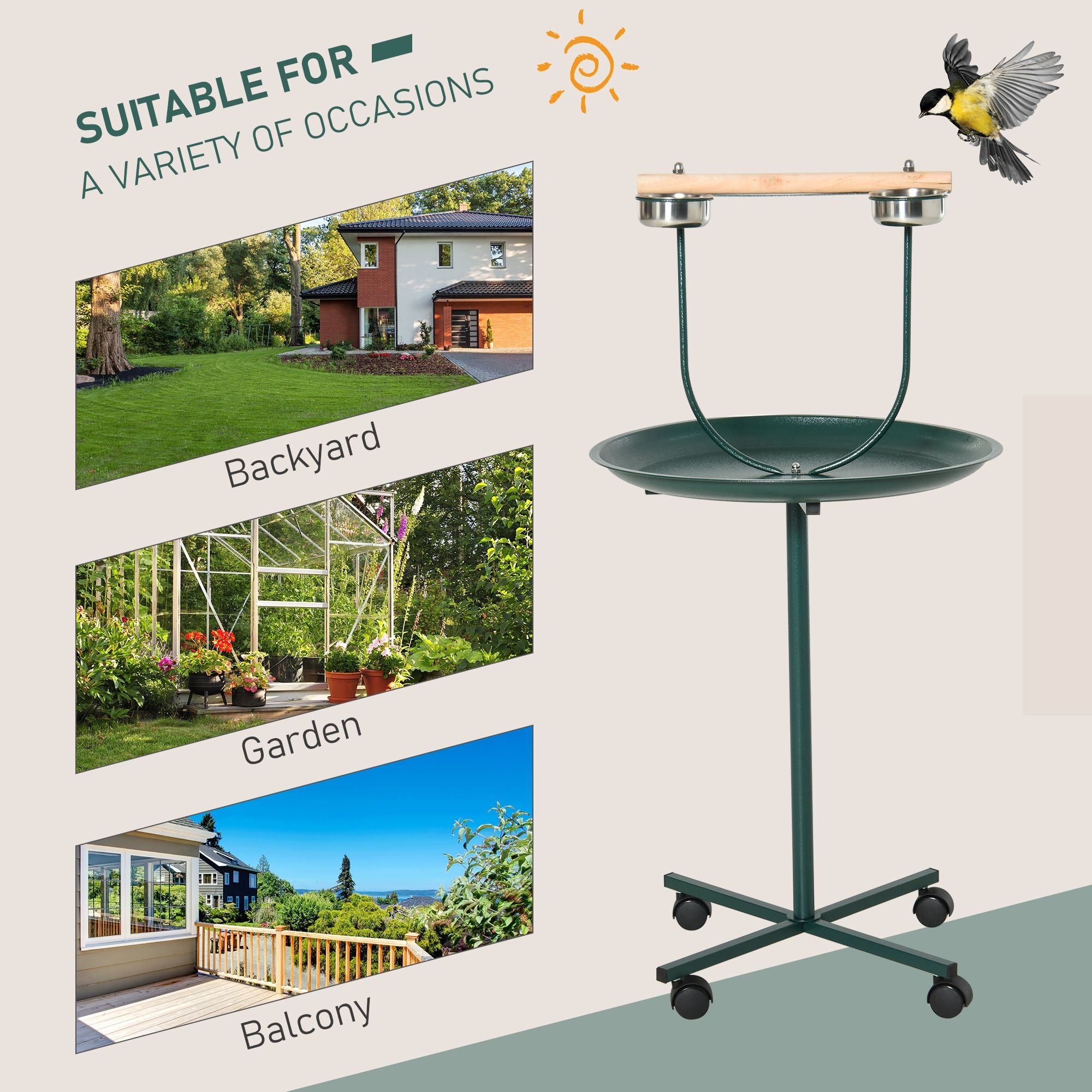 Give Your Bird Freedom to Explore with a Rolling T-Stand Playground