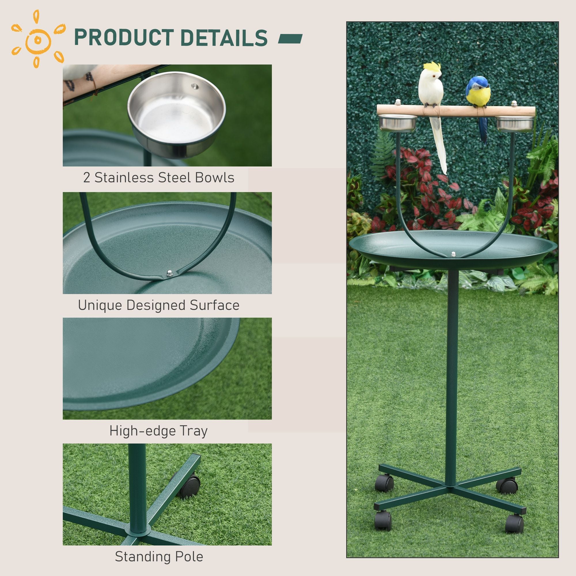 Give Your Bird Freedom to Explore with a Rolling T-Stand Playground