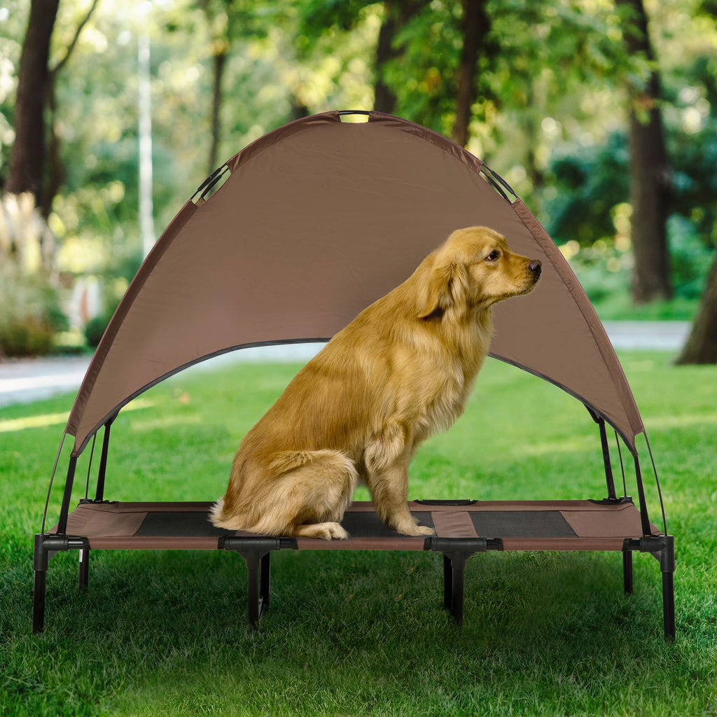 Keep Your Pup Cool & Comfortable with This Elevated Dog Cot & Canopy