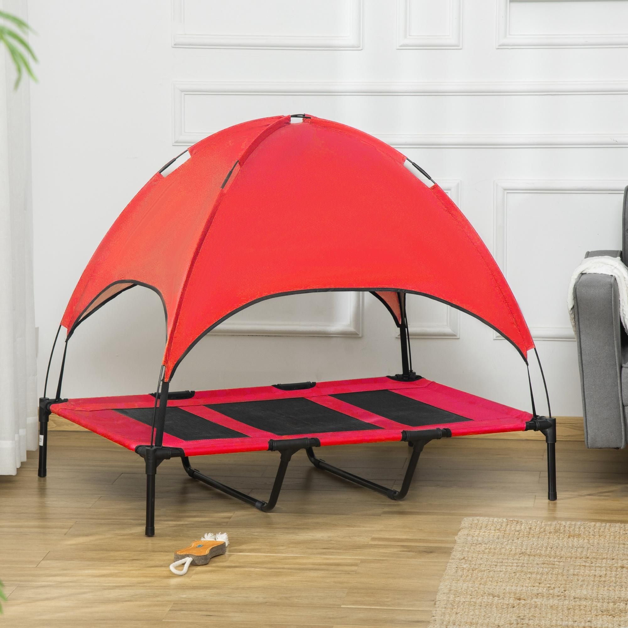 Keep Your Pup Cool & Comfortable with This Elevated Dog Cot & Canopy