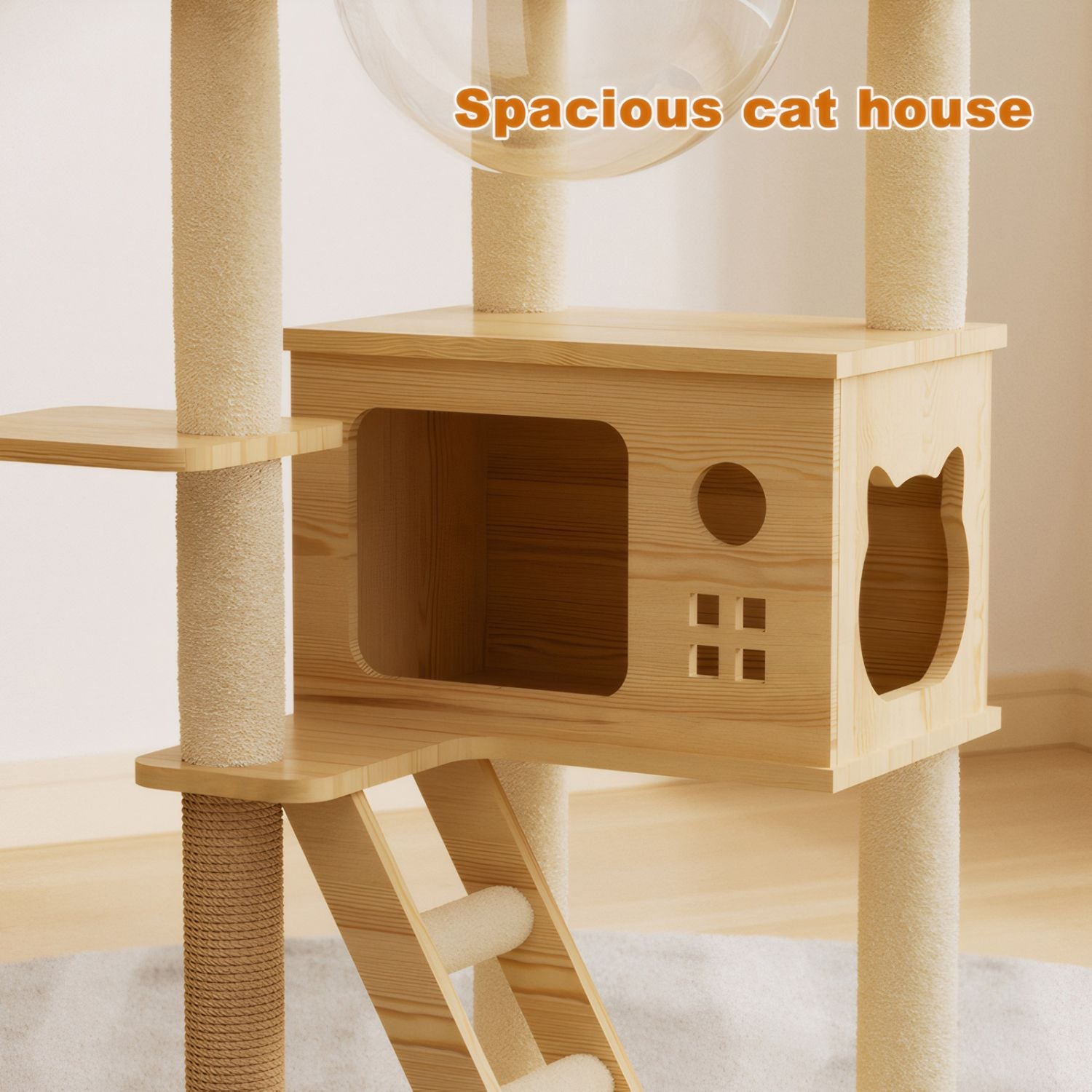 48.8" Modern Cat Tower with Sisal Scratching Posts and Acrylic Hammock