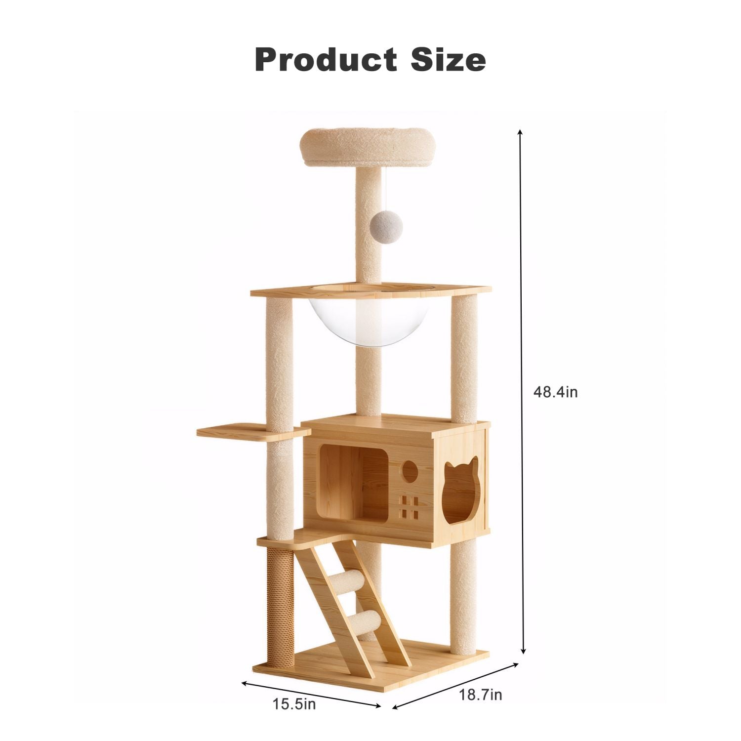 48.8" Modern Cat Tower with Sisal Scratching Posts and Acrylic Hammock