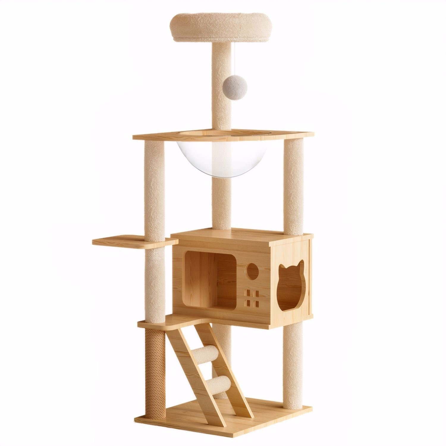 48.8" Modern Cat Tower with Sisal Scratching Posts and Acrylic Hammock