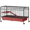 48"L Mobile Small Animal Cage for Rabbits & Ferrets with Multi-Level Platform