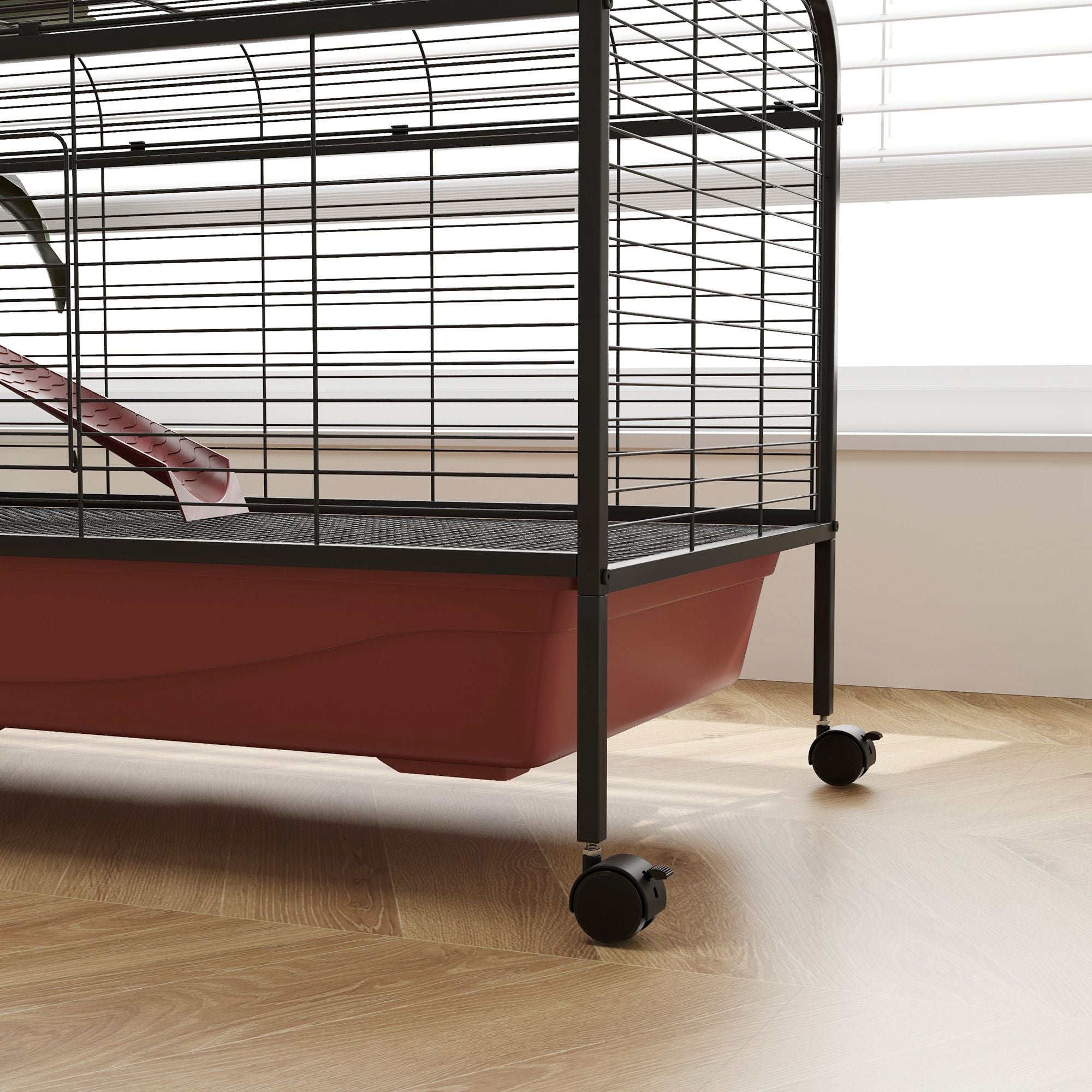 48"L Mobile Small Animal Cage for Rabbits & Ferrets with Multi-Level Platform