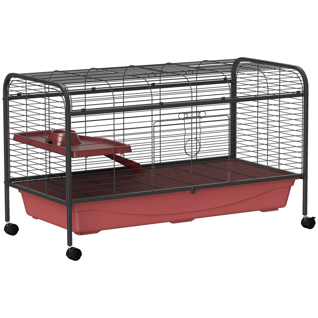 48"L Mobile Small Animal Cage for Rabbits & Ferrets with Multi-Level Platform