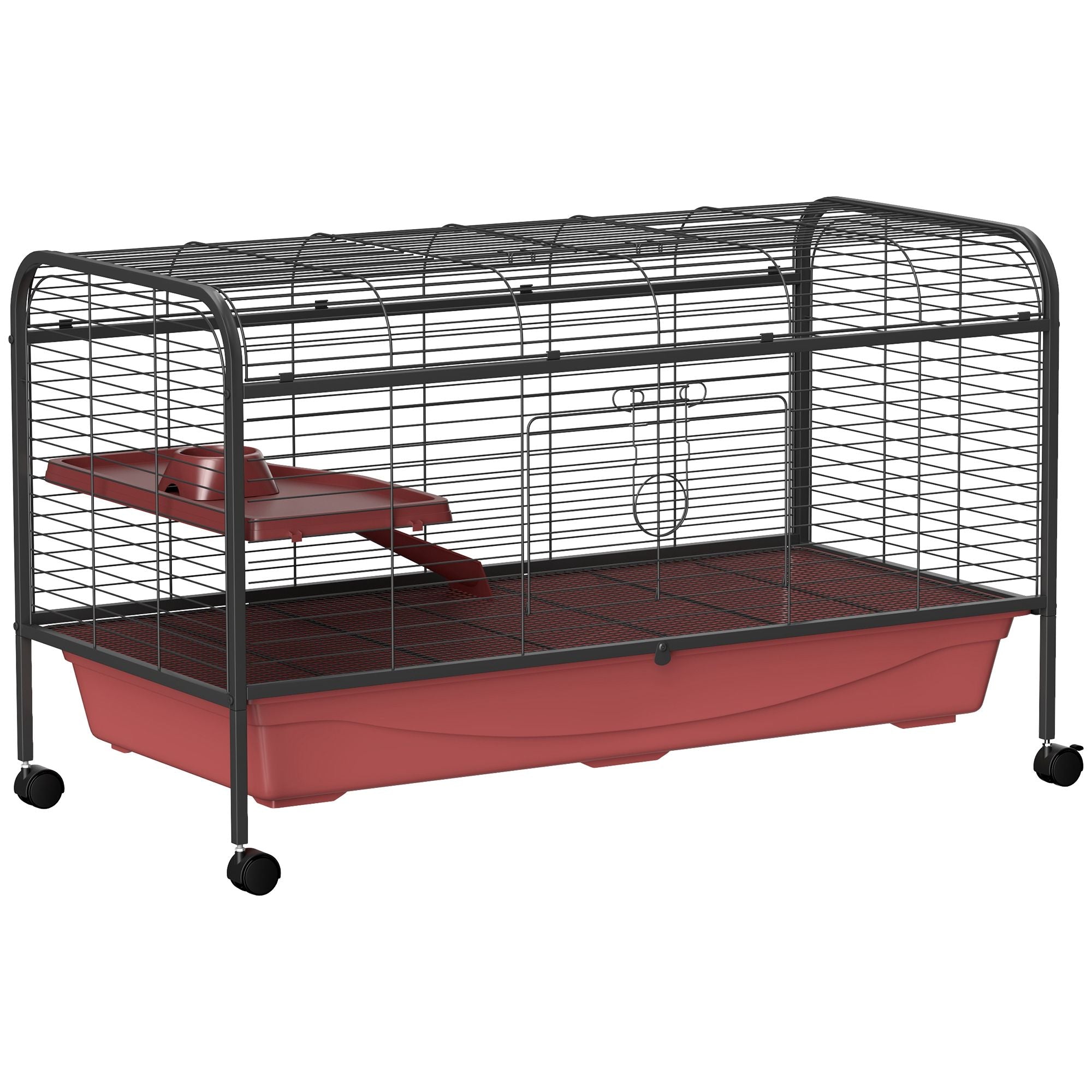 48"L Mobile Small Animal Cage for Rabbits & Ferrets with Multi-Level Platform