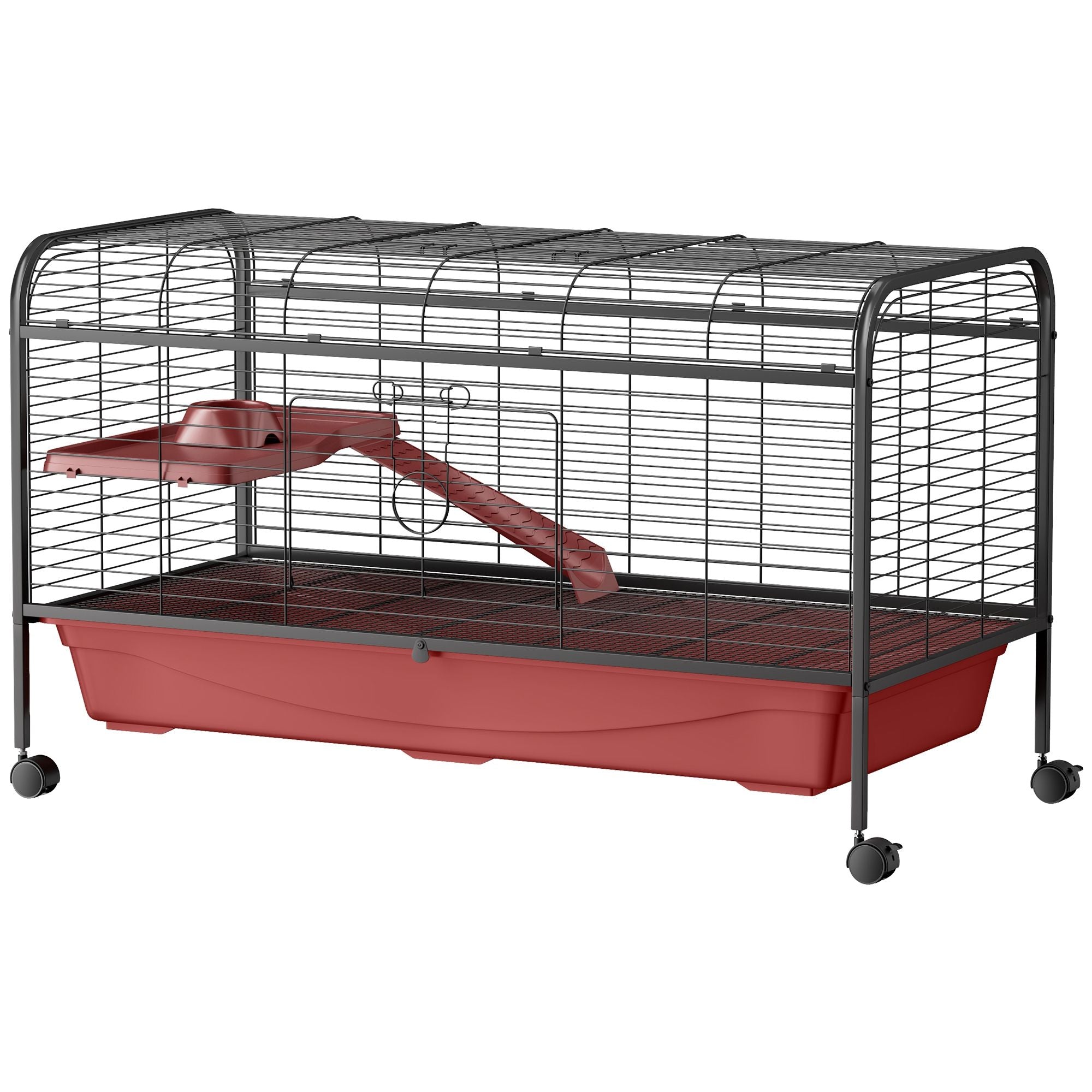 48"L Mobile Small Animal Cage for Rabbits & Ferrets with Multi-Level Platform