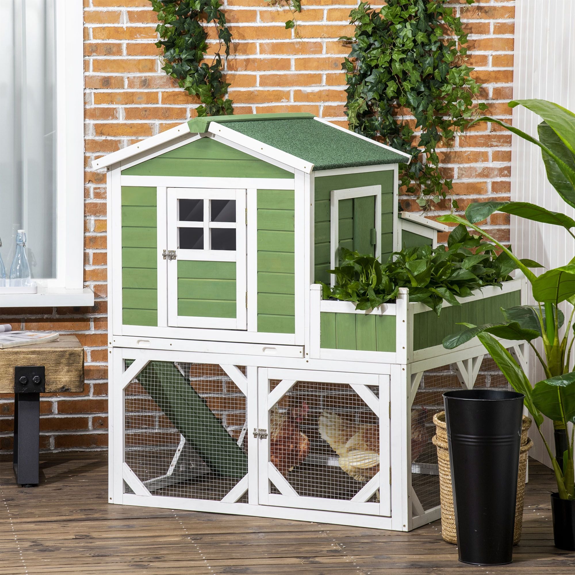 49- furniture-style Chicken Coop with Run and Nesting Box