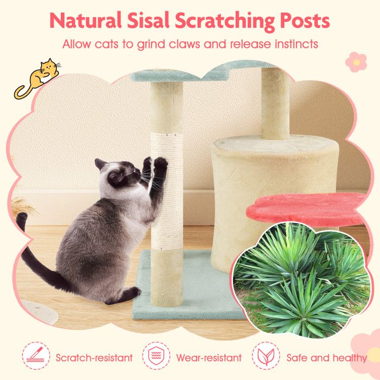 Five-Level Cat Tower with a Flower-Shaped Perch and Sisal Scratching Posts