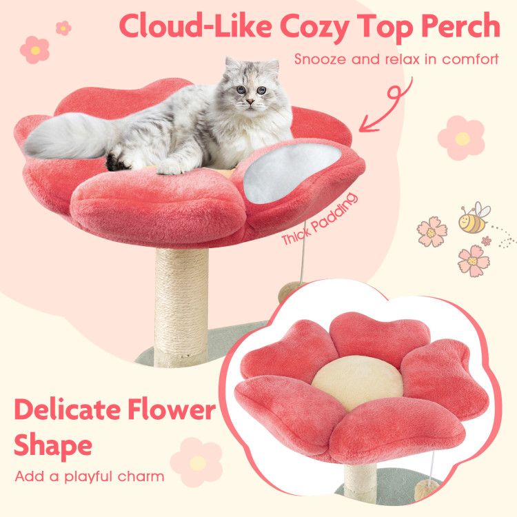 Five-Level Cat Tower with a Flower-Shaped Perch and Sisal Scratching Posts
