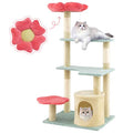 Five-Level Cat Tower with a Flower-Shaped Perch and Sisal Scratching Posts