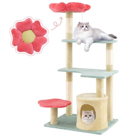 Five-Level Cat Tower with a Flower-Shaped Perch and Sisal Scratching Posts