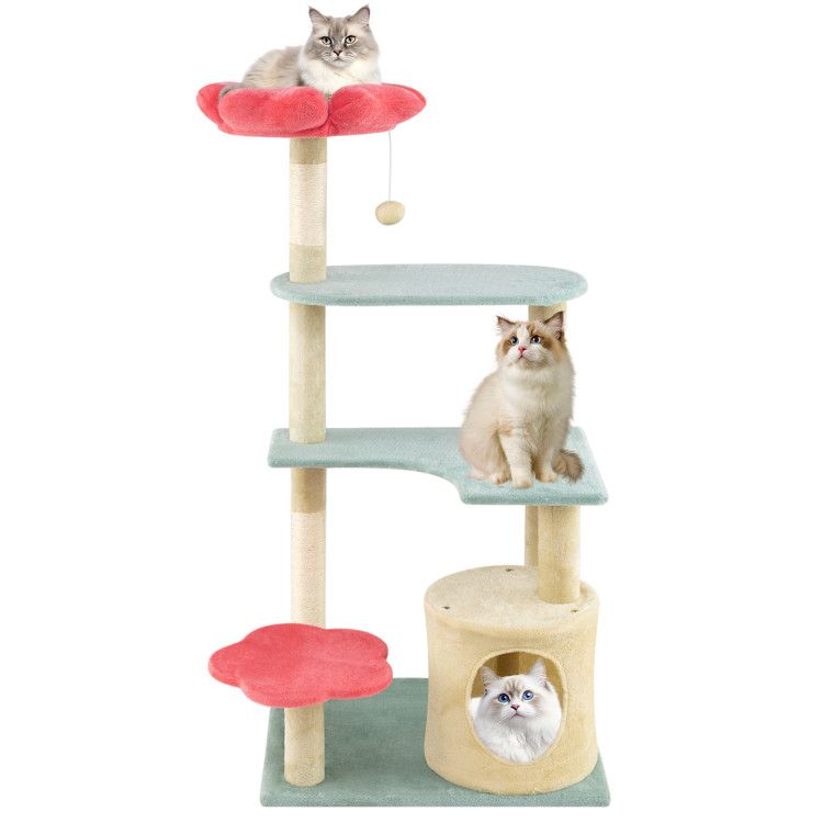 Five-Level Cat Tower with a Flower-Shaped Perch and Sisal Scratching Posts